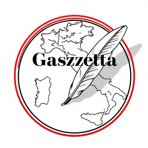 Logo de La Gazzetta Italiana: una penna stilografica che emerge da una mappa dell'Italia