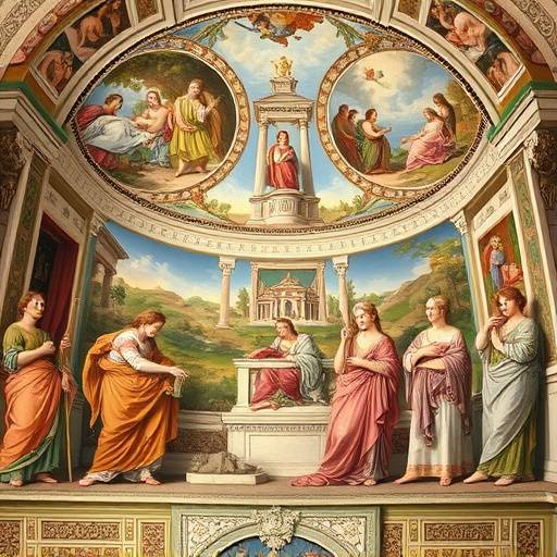Un affresco rinascimentale che mostra la Scuola di Atene di Raffaello