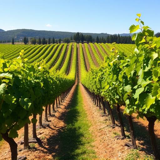 Un vigneto italiano con filari di viti