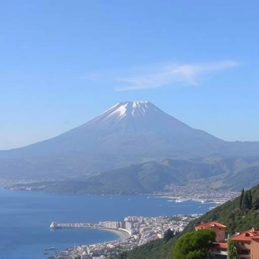 Vista del Vesuvio con il Golfo di Napoli in primo piano.